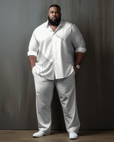 Men's Plus Size Walking Suit Casual Long Sleeve Shirt & Pants Set